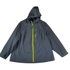Free‎ Tech Womens Softshell Hooded Jacket 2X Charcoal Gray Zip Up Outerwear
